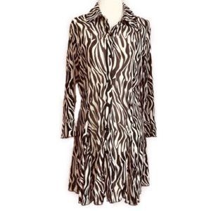 Atmosphere Button Down Zebra 3/4 Sleeve Shirt
